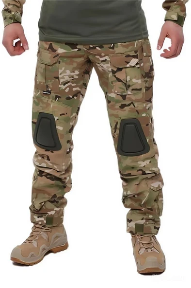 Single Sword Dizlikli Kamuflaj Taktik Erkek&Kadın Outdoor Kargo Pantolon - 6