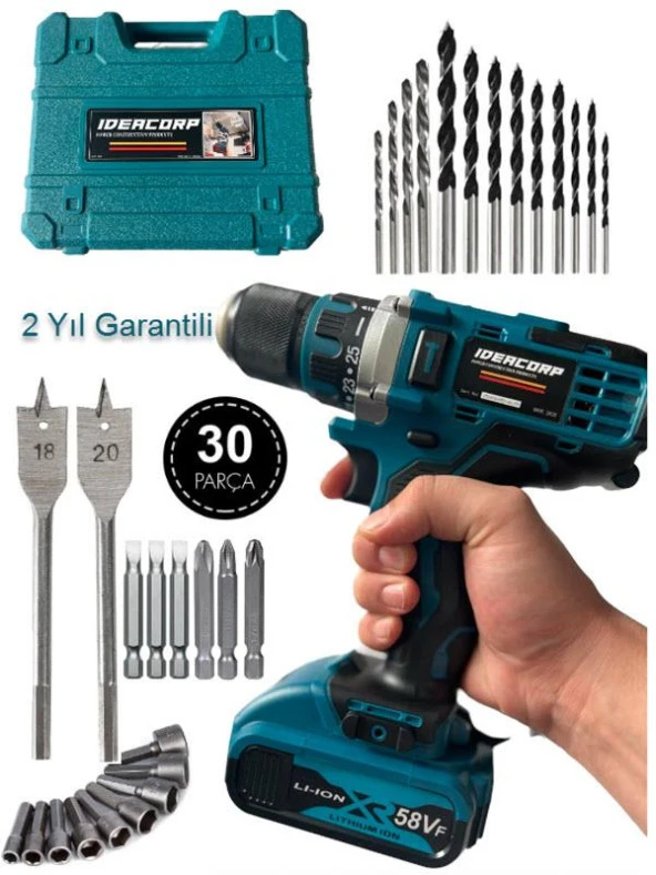 Matkap Yedek Bataryalı Profesyonel Çelik Şanzuman Vidalama Delme Matkap