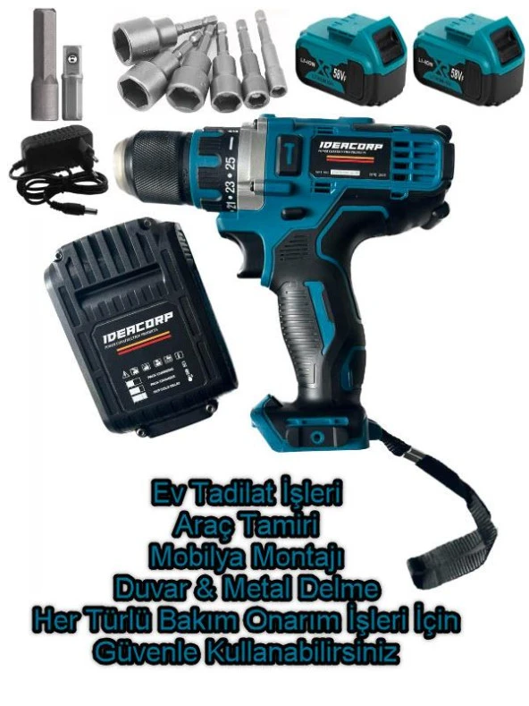 Matkap Yedek Bataryalı Profesyonel Çelik Şanzuman Vidalama Delme Matkap - 3