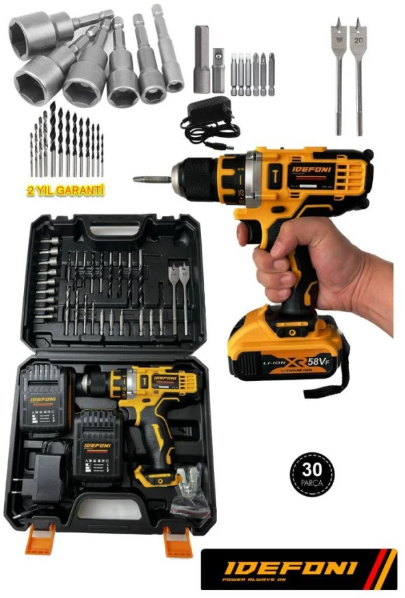 Matkap Çok Amaçlı Kablosuz Delme Vidalama Şarjlı Matkap Yedek Bataryalı