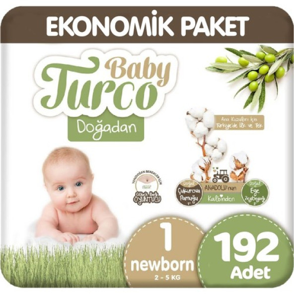 Baby Turco Doğadan 1 Numara Yenidoğan 192'li Bebek Bezi