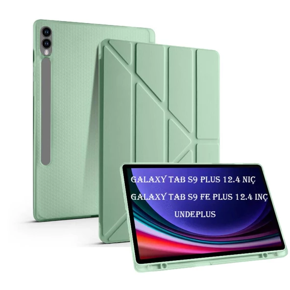 Samsung Galaxy Tab S9 Plus X810 X816 X818 Kılıf Kalem Bölmeli Trifolding Case - 8