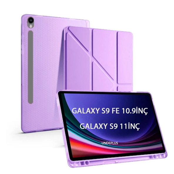 Samsung Galaxy Tab S9 FE X510 X516 Kılıf Kalem Bölmeli Trifolding Case - 4