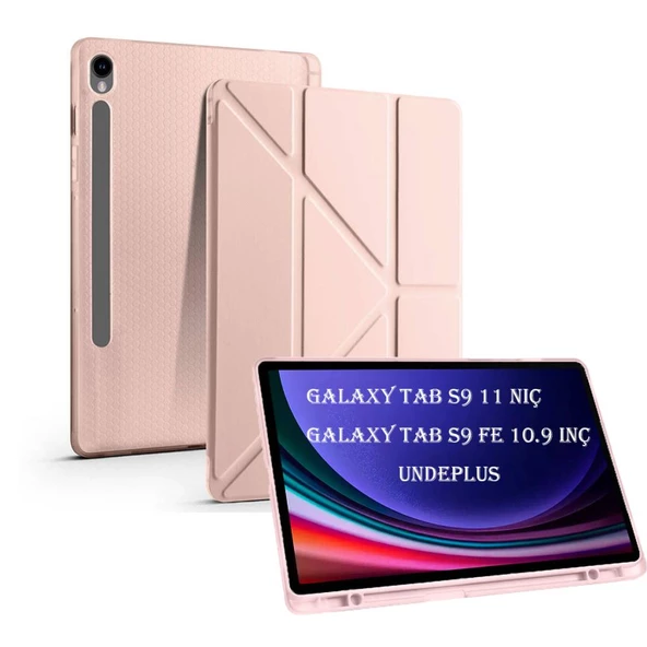 Samsung Galaxy Tab S9 FE X510 X516 Kılıf Kalem Bölmeli Trifolding Case - 12