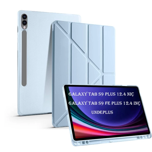 Samsung Galaxy Tab S9 Plus X810 X816 X818 Kılıf Kalem Bölmeli Trifolding Case - 7