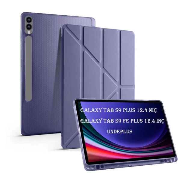 Samsung Galaxy Tab S9 Plus X810 X816 X818 Kılıf Kalem Bölmeli Trifolding Case - 6
