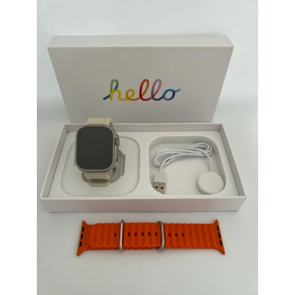 Hello Watch 3  4GB Hafıza ve Aksesuar Bağlantılı 3 Kordonlu Amoled Ekran Watch 8 Ultra Max Akıllı Saat - 4