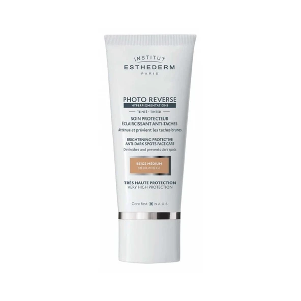 Institut Esthederm Photo Reverse Tinted Medium Beige 50 ml – Leke ve Ton Eşitlemeye Yardımcı Güneş Koruyucu Krem ürün görseli