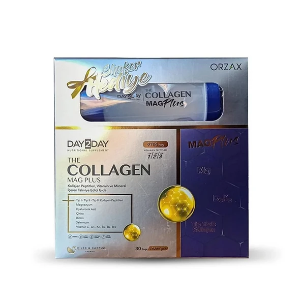 Day2Day The Collagen Mag Plus 12.85g x 30 Saşe Çilek Karpuz Aromalı Shaker Hediyeli ürün görseli