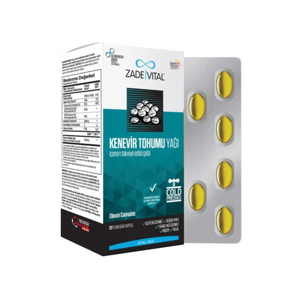Zade Vital Kenevir Tohumu Yağı 30 Kapsül