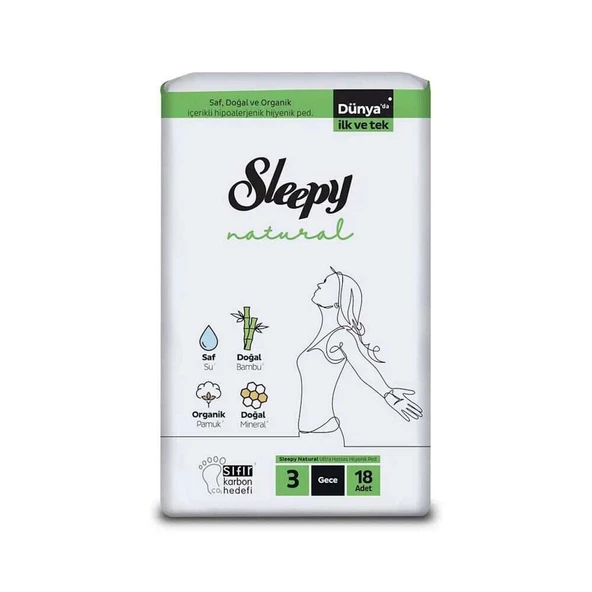Sleep Natural Ultra Sensitive Hijyenik Ped - Gece - 18 Adet
