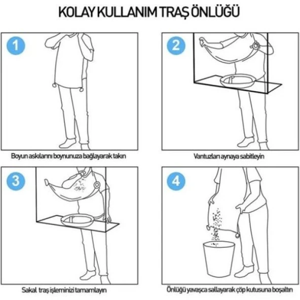 Magic Lady Saç Sakal Kesme Traş Önlüğü Örtüsü Evde Traş Önlük Vantuzlu Beyaz - Resim 4