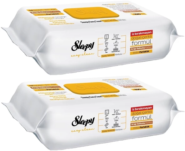 Sleepy Easy Clean Yüzey Temizlik Havlusu 100 Yaprak Arap Sabunlu Plstk Kapak (2 Li Set) 200 Yaprak