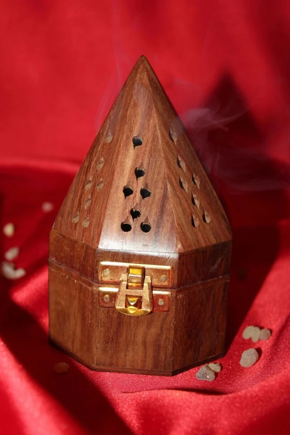 Ahşap Piramit Konik Tütsülük Sekizgen - Resim 2