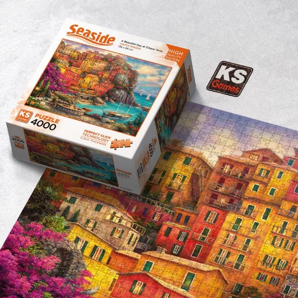 KS Games 4000 Parça  Cinque Terre'de Güzel Bir Gün Puzzle - Resim 3
