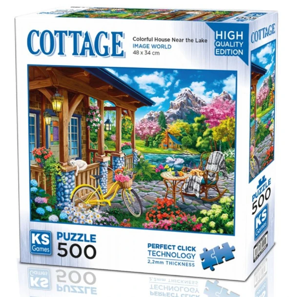 KS Games 500 Parça Göl Kenarında Renkli Ev Puzzle