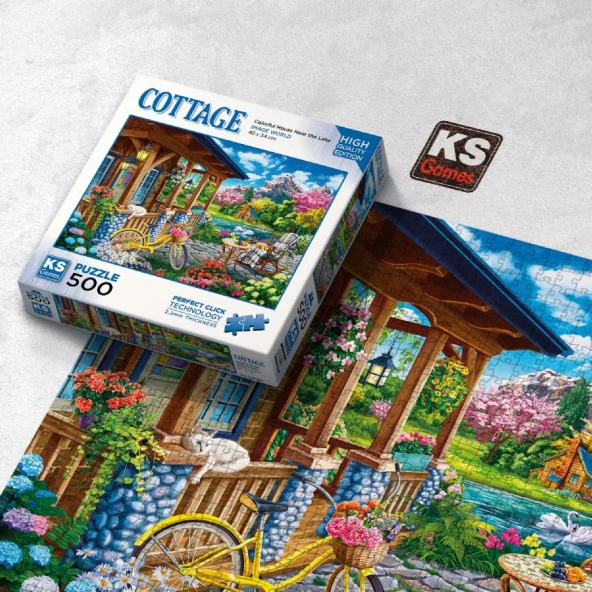 KS Games 500 Parça Göl Kenarında Renkli Ev Puzzle - Resim 3