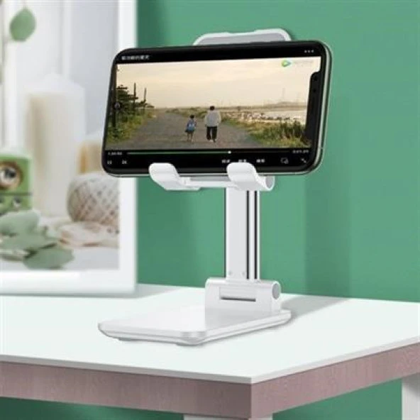 SEFAM HOME Beyaz  Aynalı Cep Telefonu Sabitleyici Stand Katlanabilir Ayarlanabilir Telefon Standı