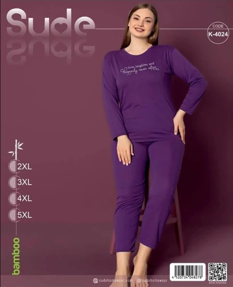 Sude K-3387 Bambu Kadın Pijama Takımı Mor