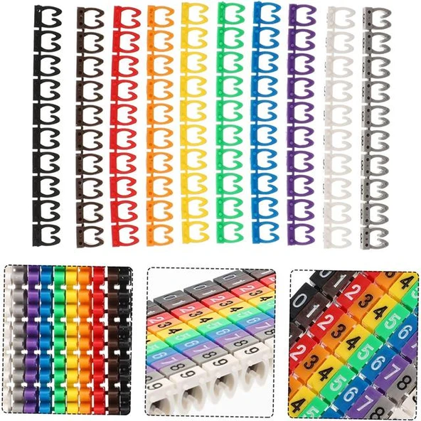 Powermaster 0-9 Dijital Kodlu Renkli Kablo İşaretleyici 2,5Mm (100Lü Paket) - 6