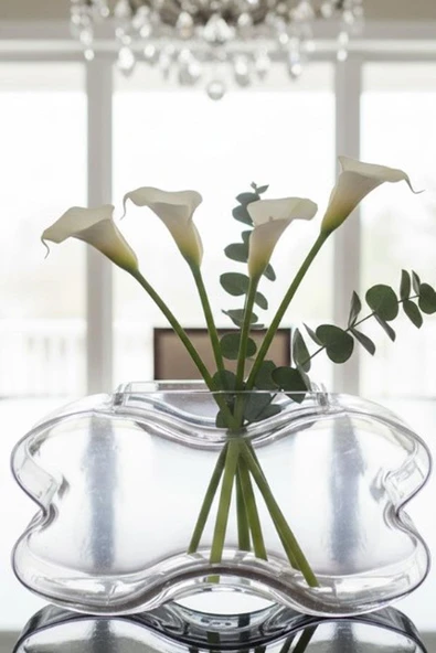 Paşabahçe El İmalatı Kristal İki Yandan Boğumlu Bölmeli Ağır Vazo 1 Adet 19919 - Resim 2