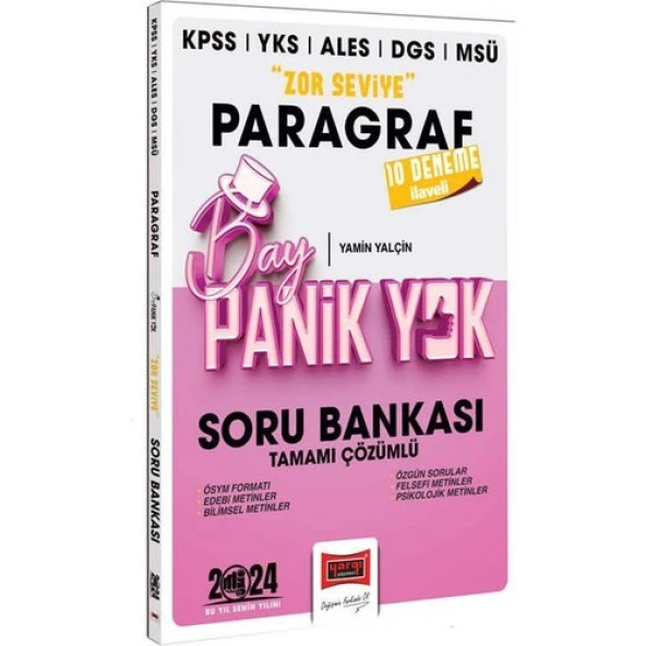 Yargı Yayınları 2024 KPSS YKS MSÜ Bay Panik Yok Paragraf Zor Seviye Tamamı Çözümlü Soru Bankası