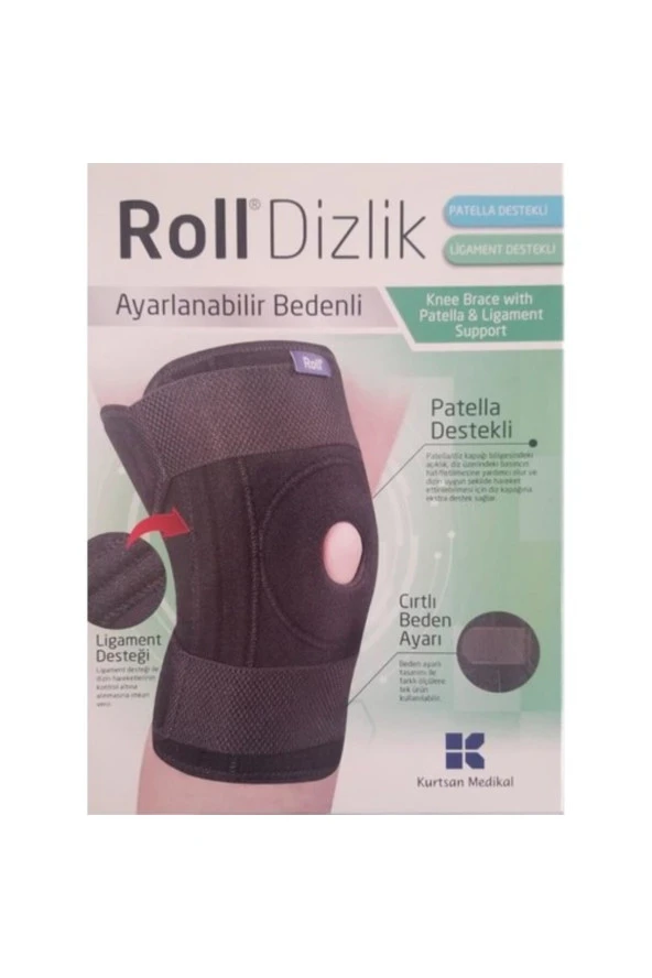 Patella Ve Ligament Destekli Ayarlanabilir Bedenli Cırtlı Dizlik