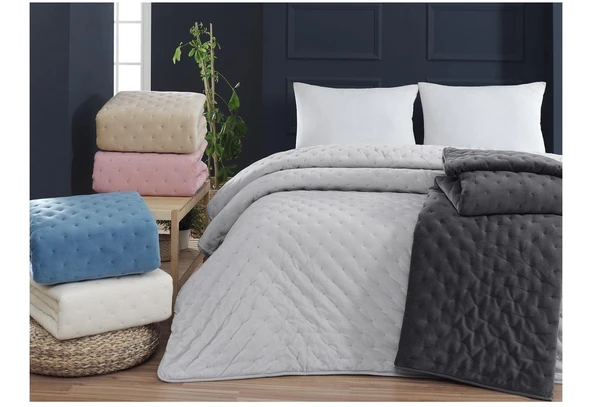 Aksu Soft Vienna Çift Kişilik Yatak Örtüsü Seti (220x240)-Kemik - 2