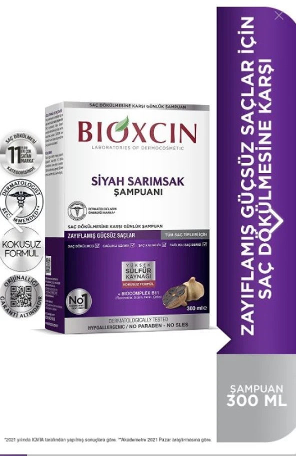 Bioxcin Siyah Sarımsak Şampuanı 300 Ml 8680512628132