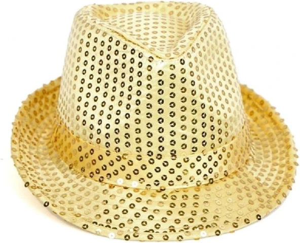 Gold Pullu Lüks Fötr Şapka 30 cm - Resim 4