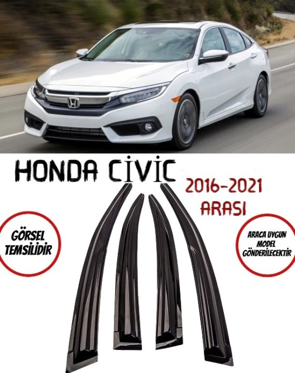 Honda Civic Cam Rüzgarlığı 4-lü 2016-2021 Arası Takım