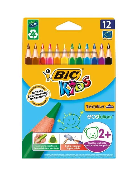 Bic Kids Evolution Jumbo Üçgen Kuru Boya Seti 12 Renk