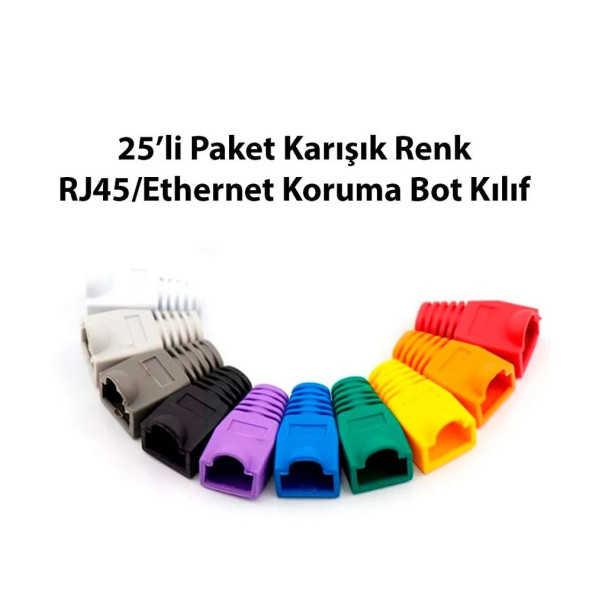 Ethernet RJ45 Koruma Bot Kılıfı Pabuç 25 li Paket