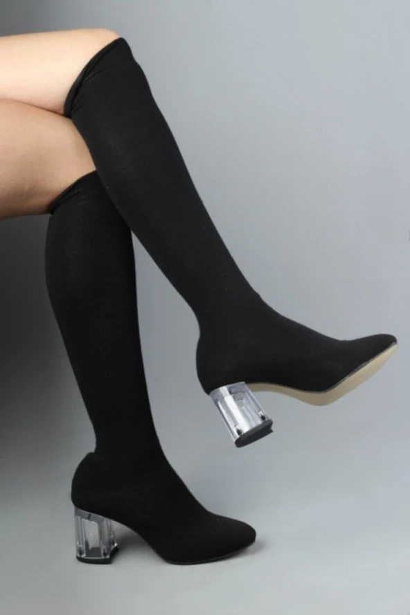 Diba   Kadın Siyah Kışlık Yün Diz Altı Çorap 2li Paket
