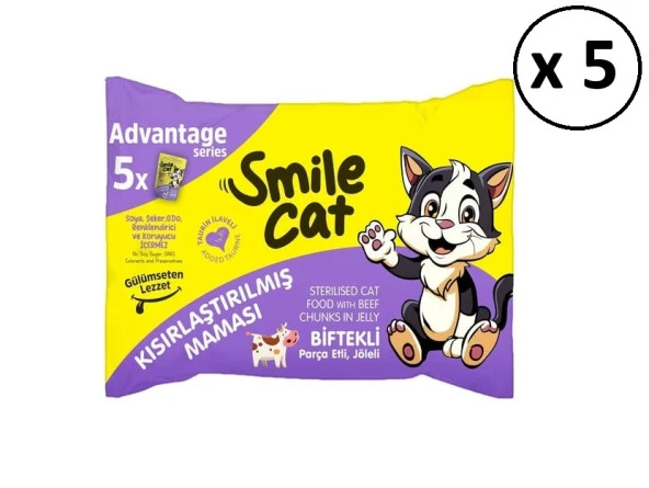 Smile Cat Kısırlaştırılmış Kedi Maması Biftekli 25X85gr