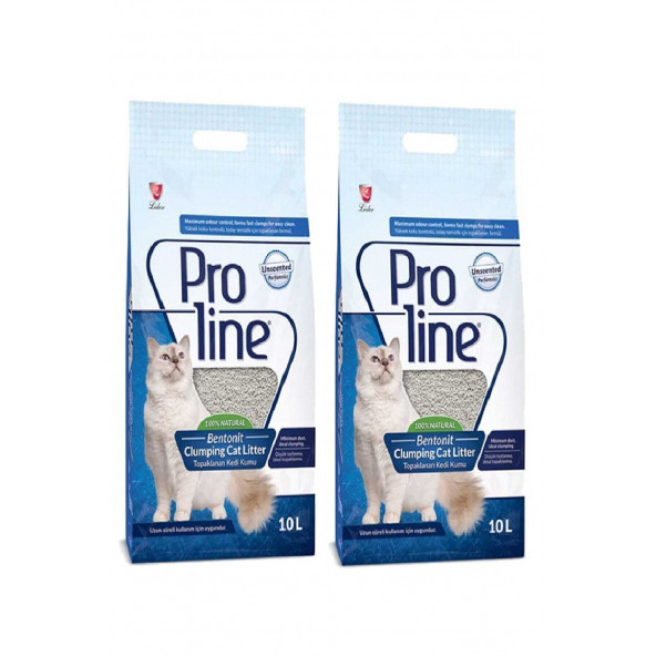 Proline Naturel Parfümsüz Kedi Kumu 10 lt x 2 Adet