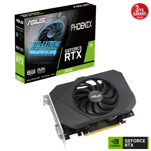 ASUS DUAL-RTX3050-O8G-V2 8GB Geforce RTX3050 GDDR6 128bit HDMI DVI/DP 16x Ekran Kartı