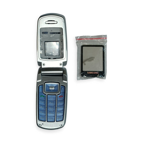 Samsung M300 Kasa Samsung Galaxy M300 Uyumlu Gri Renk Orta Kasa Ön Arka Kapak Tuş Takımı - 3