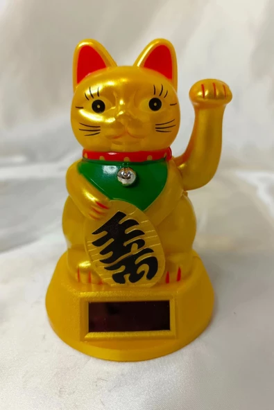 Maneki Neko Feng Shui Bereket Şans Mutluluk Çağıran Şans Kedisi Solar Panelli Hareketli Pati Maneki Neko Feng Shui - Resim 5