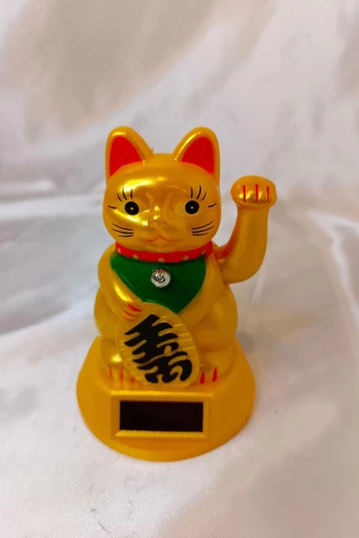 Maneki Neko Feng Shui Bereket Şans Mutluluk Çağıran Şans Kedisi Solar Panelli Hareketli Pati Maneki Neko Feng Shui - Resim 2