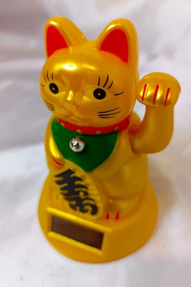 Maneki Neko Feng Shui Bereket Şans Mutluluk Çağıran Şans Kedisi Solar Panelli Hareketli Pati Maneki Neko Feng Shui