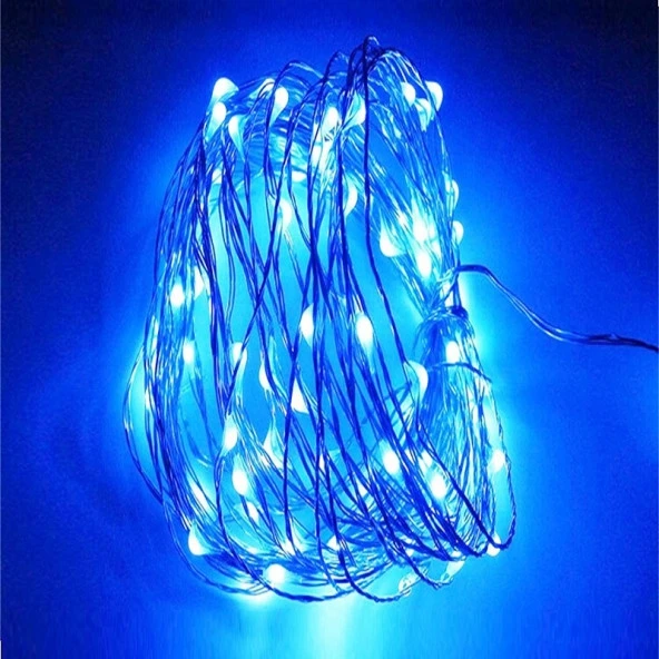 9 METRE PARLAK CANLI MAVİ IŞIK MİCRO DÖKME LED ULTRA SU GEÇİRMEZ MAVİ PİLLİ LED IŞIK SABİT YANAR