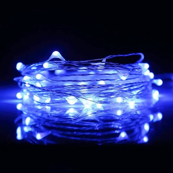 9 METRE PARLAK CANLI MAVİ IŞIK MİCRO DÖKME LED ULTRA SU GEÇİRMEZ MAVİ PİLLİ LED IŞIK SABİT YANAR - Resim 5