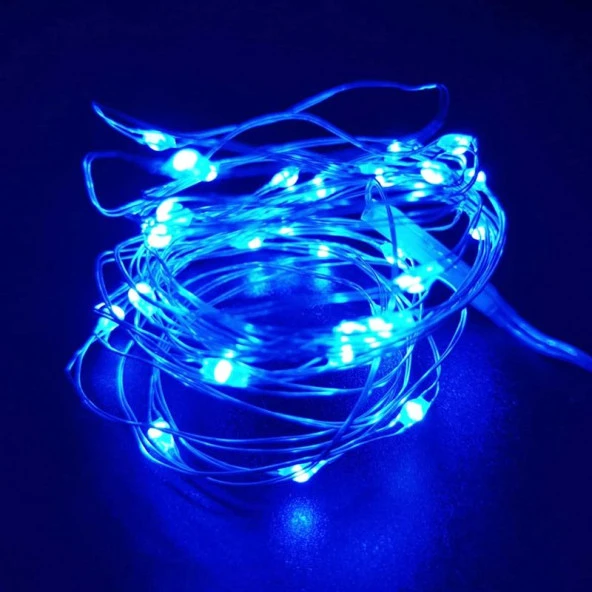 3 METRE MAVİ PİLLİ LED IŞIK SABİT YANAR MİCRO DÖKME LED SU GEÇİRMEZ ULTRA PARLAK CANLI MAVİ IŞIK - Resim 6