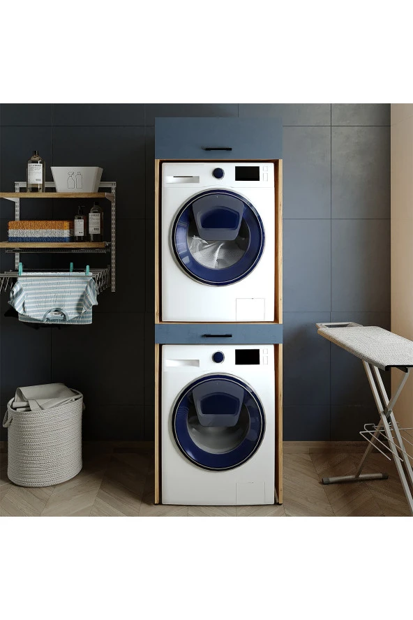 ROOMART Çamaşır Ve Kurutma Makinesi Dolabı+üst Dolabı 67x205 Cm
