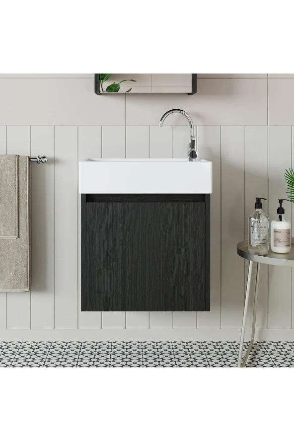 Roomart Ayaksız Tek Kapaklı Lavabolu 50 Cm Banyo Dolabı
