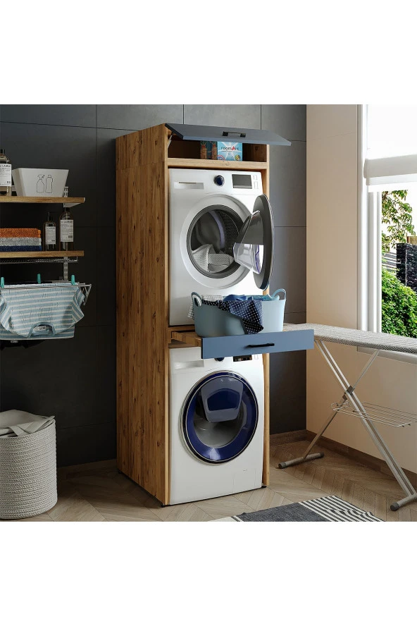 ROOMART Çamaşır Ve Kurutma Makinesi Dolabı+üst Dolabı 67x205 Cm - 2