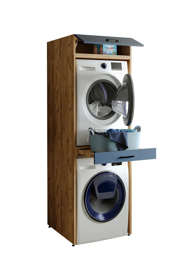 ROOMART Çamaşır Ve Kurutma Makinesi Dolabı+üst Dolabı 67x205 Cm - 5