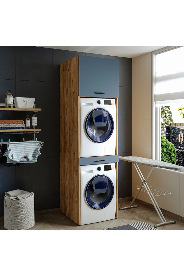 ROOMART Çamaşır Ve Kurutma Makinesi Dolabı+üst Dolabı 67x240 Cm - Resim 3
