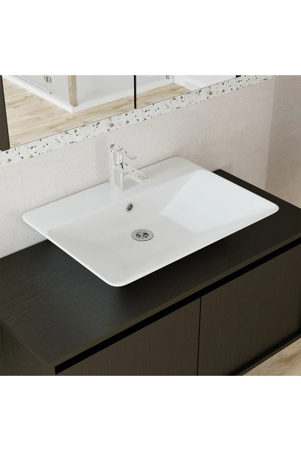 ROOMART Lavabolu Ahşap Siyah Suntalam 100 Cm Banyo Dolabı Aynalı Banyo Üst Dolap Banyo Dolabı - 4